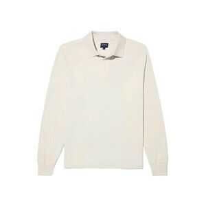 Noah Classic Long Sleeve Polo Shirt In Light Beige - NWT